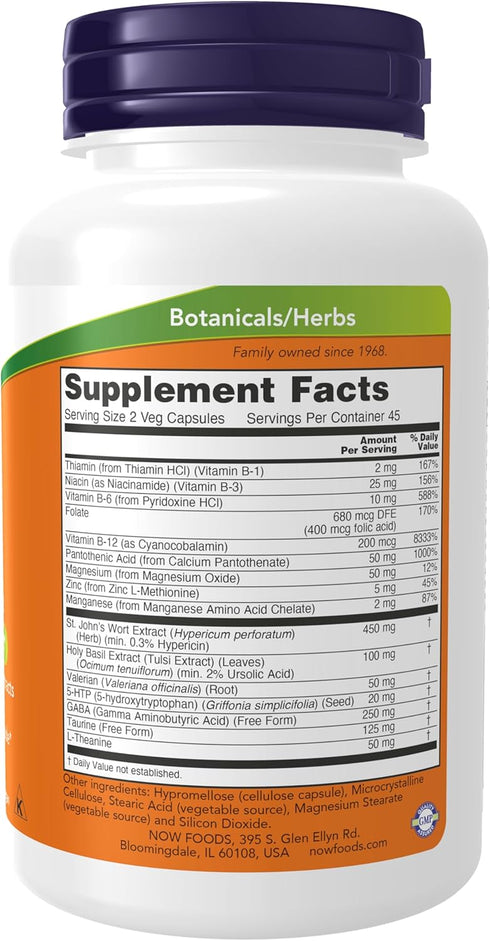 NOW Supplements, Mood Support with St. John's Wort, Nutrient and Herbal Extracts, 90 Veg Capsules