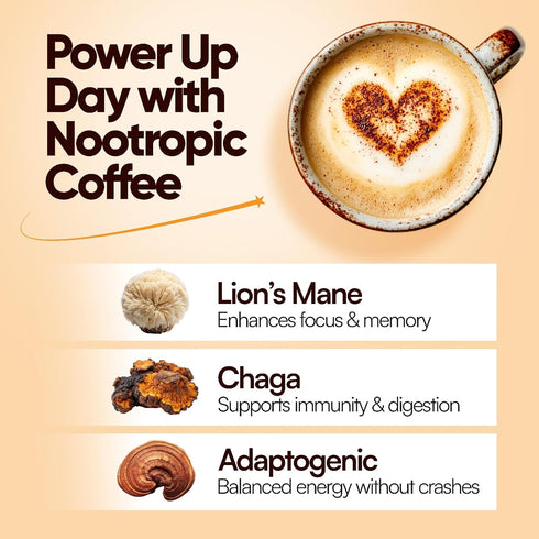 Immune 30 Mushroom Coffee - Mental Clarity & Beauty Support - With Collagen Protein Powder, Lions Mane, L-Theanine