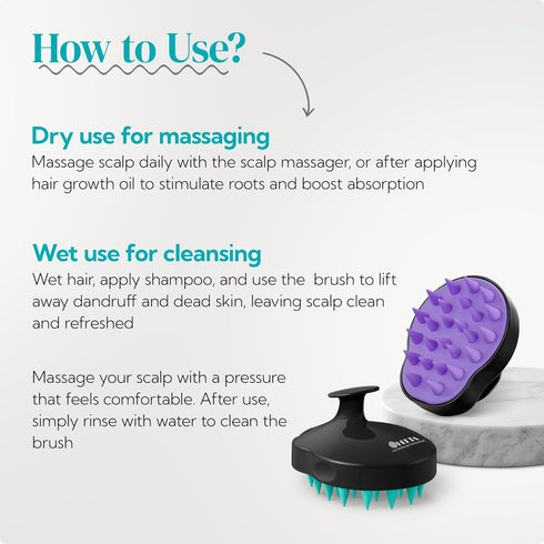 HEETA Hair Scalp Massager Shampoo Brush 2 Pack - Waterproof Hair Scrubber with Soft Silicone Bristles for Men & Women