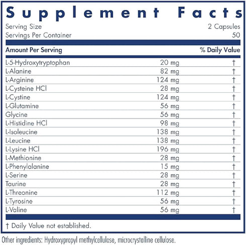Allergy Research Group Free Aminos Supplement - Essential Amino Acids Complex, 100 Vegetarian Capsules
