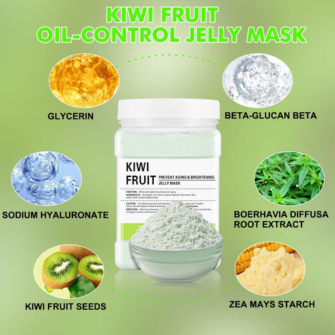 Jelly Mask Powder for Facials, Kiwi Fruit Oil Control, Professional Peel Off Hydro Face Mask Powder, 23 Fl Oz