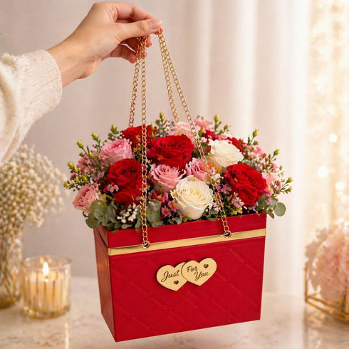 Toni Crafty 4 floral bags pcs red, flower boxes for arrangements, Hand bag with Metal Chain Waterproof Florist purse