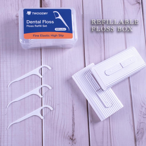 Dental Floss Set, 2 Pack 10 Count and 50 PCS/Box, Total 70 Picks Portable Travel Flossing for Oral Care (White 2+1)