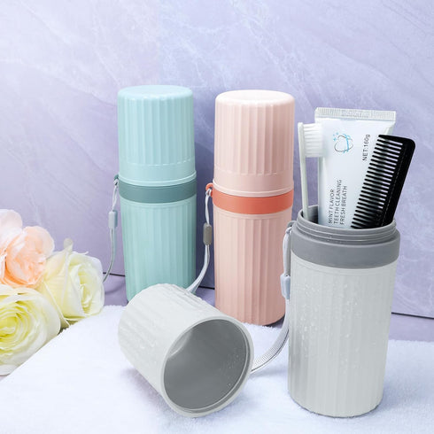 Travel Toothbrush Holder, Large Portable Toothbrush Cup Case for Business Trip, Camping, School - Gray