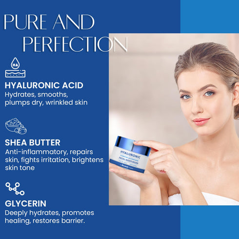 Hyaluronic Acid Daily Face Moisturizer, Long-lasting Hydration & Moisture, Anti-aging Day Cream, 1.69 Fl. oz