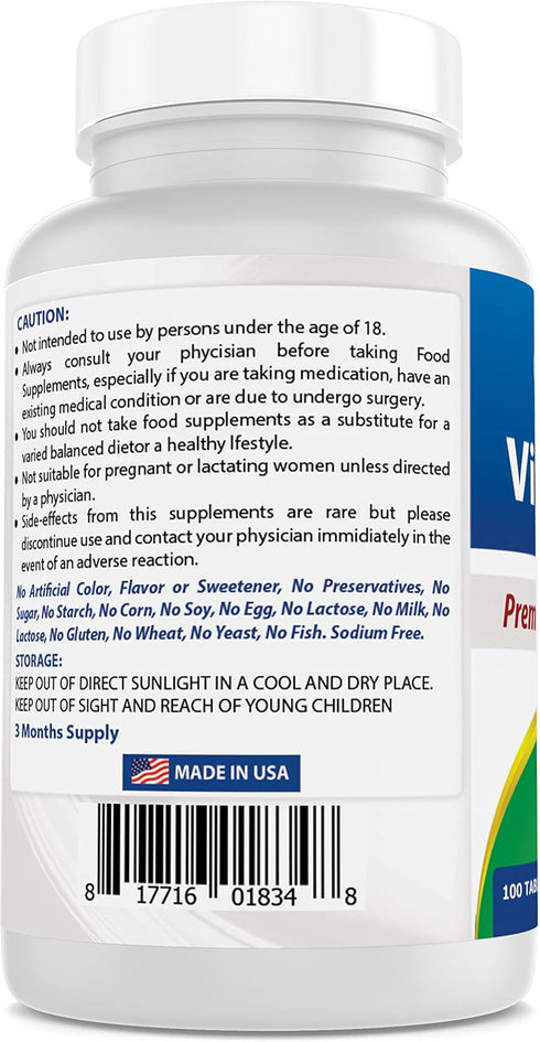 Best Naturals Vitamin D3 2000 IU (50 mcg) - 100 Tablets, 100 Days Supply for Immune Health, Strong Bones, & Muscle