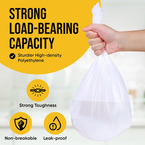 Small Trash Bags, 4 Gallon, 100 Count, White, Unscented, Thickened & Strong Liners for Kitchen Office