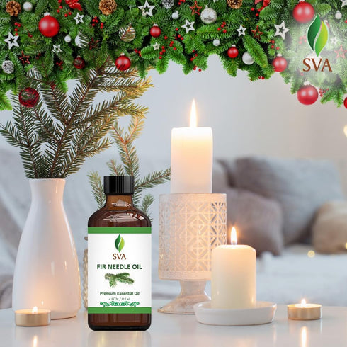 SVA Fir Needle Essential Oil – 4 Fl Oz – 100% Natural for Diffuser, Hair Care, Skin Care, Aromatherapy, with Dropper