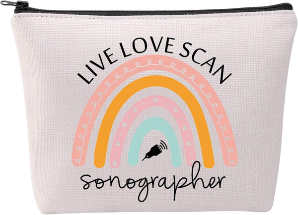 FOTAP Sonographer Cosmetic Bag Survival Kit for Radiologist Gift, Live Love Scan Zipper Pouch