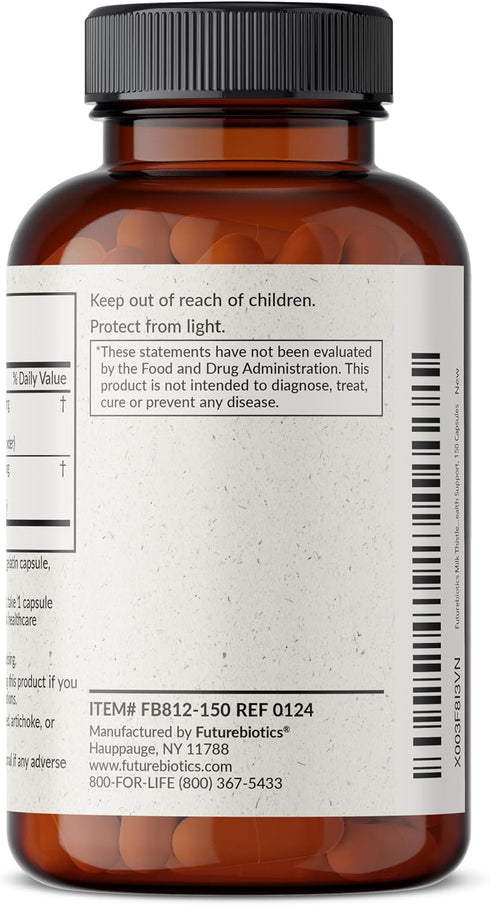 Futurebiotics Milk Thistle Silymarin Marianum & Dandelion Root, 150 Capsules, Antioxidant Support, Detox, Liver Health