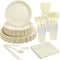 Goodluck Ivory Scalloped Disposable Tableware Set - 350PCS (50 Guests), 7"&9" Plates,