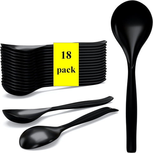 Large Plastic Serving Spoons, Disposable Serving Utensils, 10 inches, Big Heavy Weight Reusable Utensils for Party