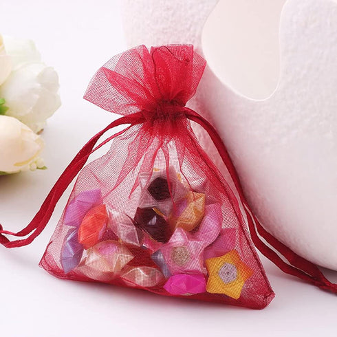 Wuligirl 100pcs Sheer Organza Bag 4X6 with Drawstring - Jewelry Pouches for Party Wedding Favors