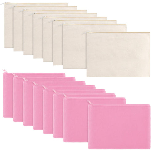 meekoo 16 Pack Multi-Purpose Cosmetics Bag with Zipper, Canvas Makeup Pouches, Travel Toiletry Bag, DIY Craft Bag