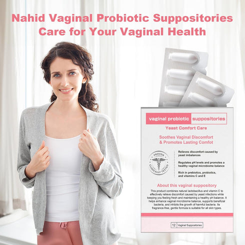 Nahid (12 Vaginal probiotic Suppository, hyaluronic Acid Suppositories, Vaginal moisturizer, PH Balance, Restores