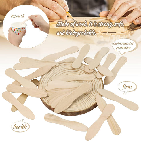 400 Pcs Wooden Ice Cream Spoons, Mini Disposable Tasting Spoons for Crafts, Tasting, Sampling (3 Inch)