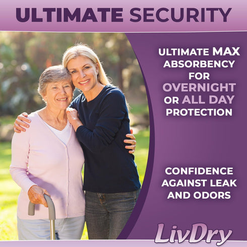 Livdry Adult Diapers for Women, Premium Incontinence Underwear, Comfortable and Absorbent for All Day or Overnight