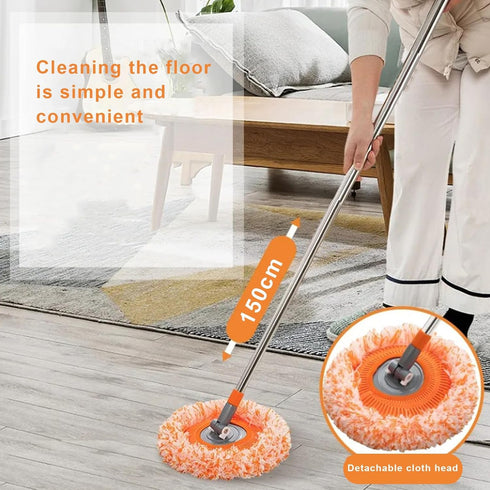 VEAREAR 360 100cm Wall Mop Rotating Adjustable Cleaning Mop, Extendable Long Handle Microfiber, Replacement Dry and Wet