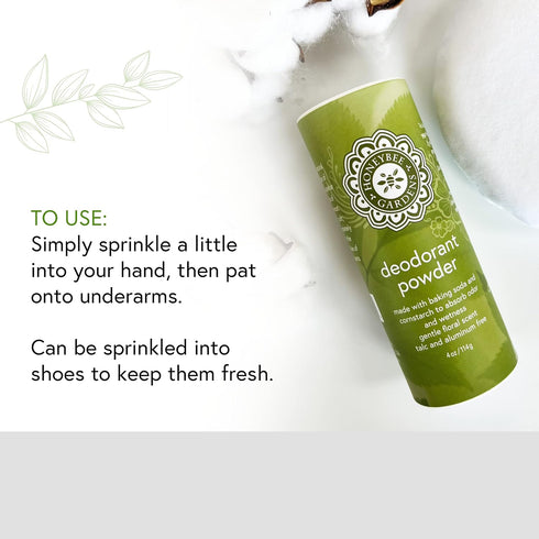 Honeybee Gardens Unscented Deodorant Powder for Men, Talc-Free, Vegan, 4 oz
