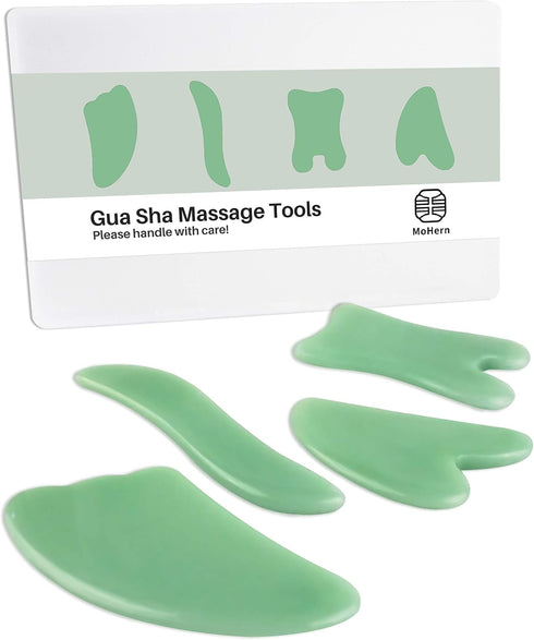 MoHern Gua Sha Massage Tools, 4 Pcs Multi-Shaped Tools for Face & Body Massage