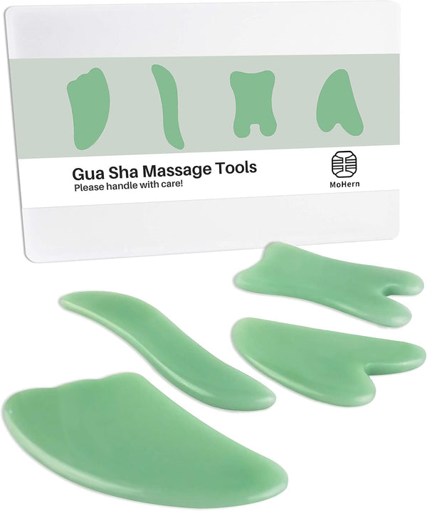 MoHern Gua Sha Massage Tools, 4 Pcs Multi-Shaped Tools for Face & Body Massage