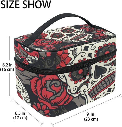 Travel Cosmetic Bag Toiletry Makeup Bag Pouch Case Organizer Storage for Women, Color Sugar Skull