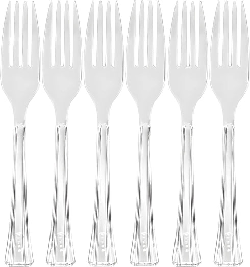 Lillian Tablesettings 48 Count Premium Plastic Fork, Clear