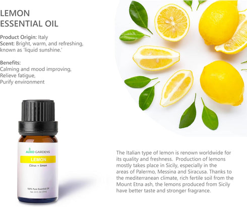 Set Pack 6, 10ml, Citrus Essential Oil - of Pure Therapeutic Grade Fruity Essential Oils includes Lemon, Grapefruit
