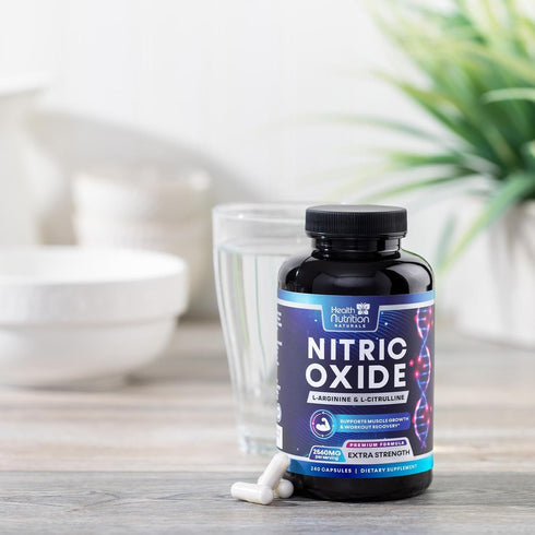 Extra Strength Nitric Oxide Supplement L Arginine 3X - Citrulline Malate, AAKG, Beta Alanine - 240 Capsules
