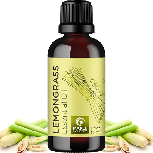 Refreshing Lemongrass Essential Oil by Maple Holistics - Aromatherapy Oil for Hair, Skin, and Diffusers