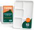 100% Compostable Disposable Paper Plates - 5 Compartment, 125-Pack, Heavy Duty Biodegradable Bagasse Sectional Lunch