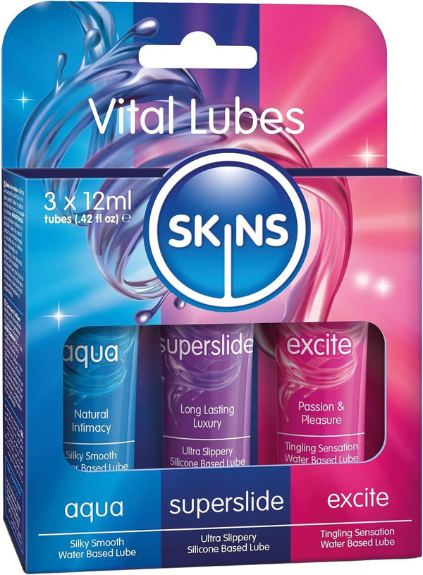 SKINS Vital Sex Lube Set - 3 Sex Lubes Including Water Based