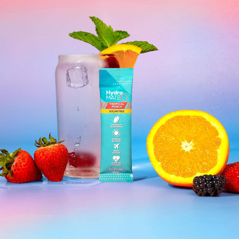 HydroMATE Electrolytes Powder, Sugar Free Tropical Punch Hydration Packets with Vitamin C, 16 Sticks