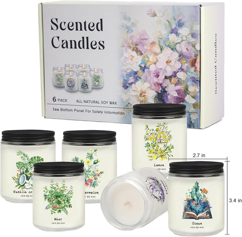 Scented,37.8 oz Summer Set Candles for Home Long Lasting, Natural Non Toxic Soy Candles, Spring & Scented Candles
