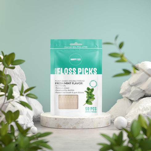 Biodegradable Floss Picks (100 pcs) - Natural, Vegan, Sustainable, Reusable Dental Floss Picks