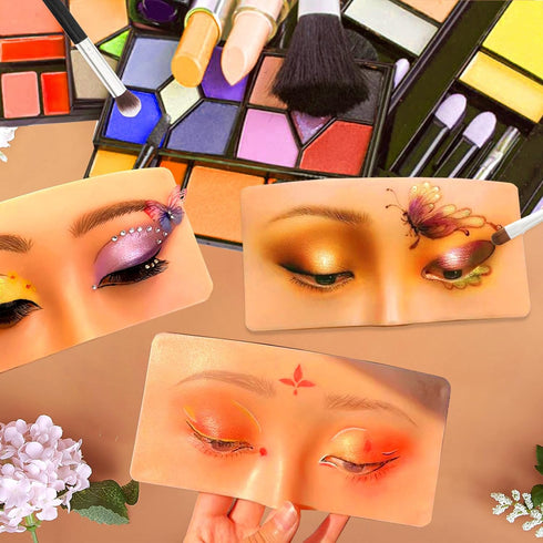 Makeup Practice Face Board, Silicone Mannequin Face for Makeup Artist Supplies with Brushes and Rhinestones Sticker