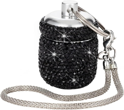 Bling Small Pill Organizer Travel Keychain Waterproof Pill Box for Purse, Portable Medicine Holder with Key Chain