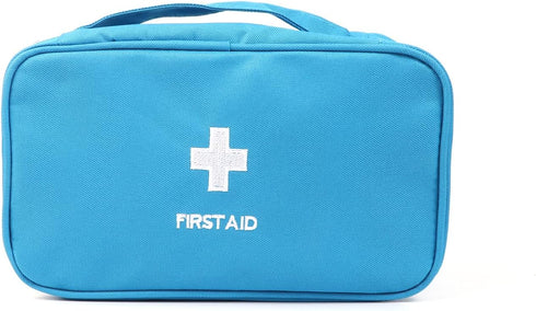 First Aid Bag, Empty Medical Storage Kit, Red Trauma Bag for Emergency First Aid Kits - Blue Handle