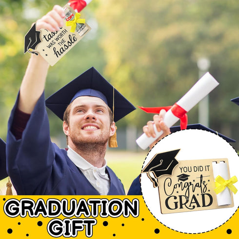 MotiMind 12 Set 2026 12 2026 Graduation Money Holder for Cash Graduation Gifts with Ribbons Wooden Grad Money Holder