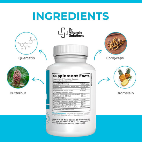 Lung Revive: Advanced Respiratory Support with Butterbur, Quercetin, & Vitamin C, Enhanced Breathing & Lung Detox