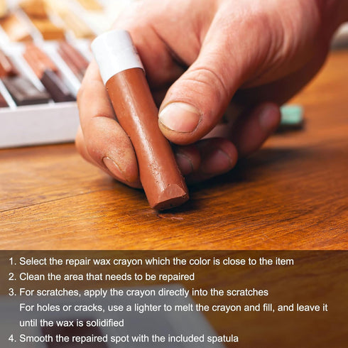 Wax Filler Stick, 3pcs Wooden Repair Wax Fill Sticks with Spatula for Furniture Touch Up Kit