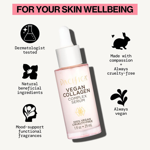 Pacifica Vegan Collagen Complex Face Serum, Anti Aging Hydrating Serum with Hyaluronic Acid for Fine Lines