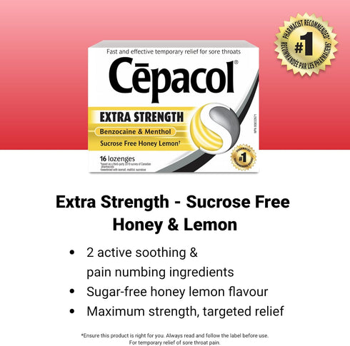 Cepacol Sore Throat Lozenges, Extra Strength, Honey-Lemon, 16 Lozenges