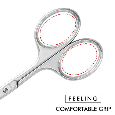 LIVINGO 3.75" Rounded Curved Nose Hair Scissors, Premium Stainless Steel for Manicure Cuticle Trimming Facial Hair