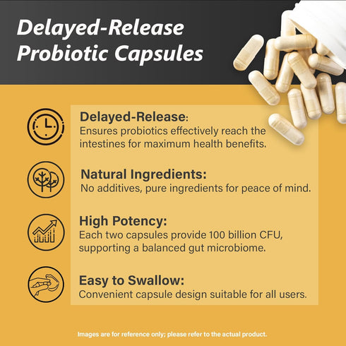 Probiotics with Prebiotics for Men and Women - 35 Strains Organic Probiotics 100 Billion CFU for Gut Health, 60 Capsules