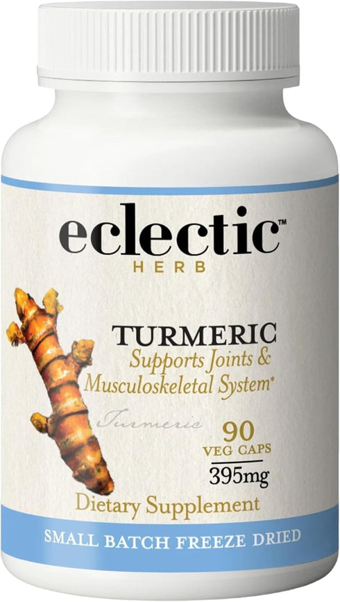 ECLECTIC INSTITUTE Raw Freeze-Dried Turmeric, 90 CT (395 mg), US Grown, Vegetarian, Non-GMO