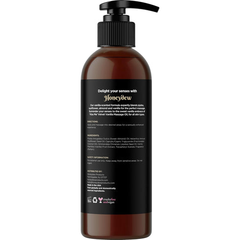 Vanilla Sensual Massage Oil for Couples - Relaxing Full Body Massage Oil for Date Night with Moisturizing Coconut