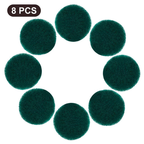 8 Pcs 5 Inch Round Scouring Pads, Hook and Loop Drill Scrubber Pads for Clean Polishing (Green)
