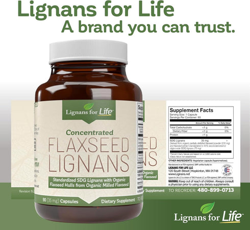 Lignans For Life Flaxseed Lignans for Dogs & People - 90 Capsules, 35mg Immune Support, Nutritional Flaxseed