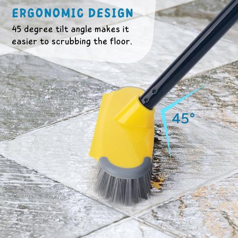 Deck Brush with Long Handle, Scrub Brush for Shower, 50'' Outdoor Floor Scrubber Broom for Cleaning